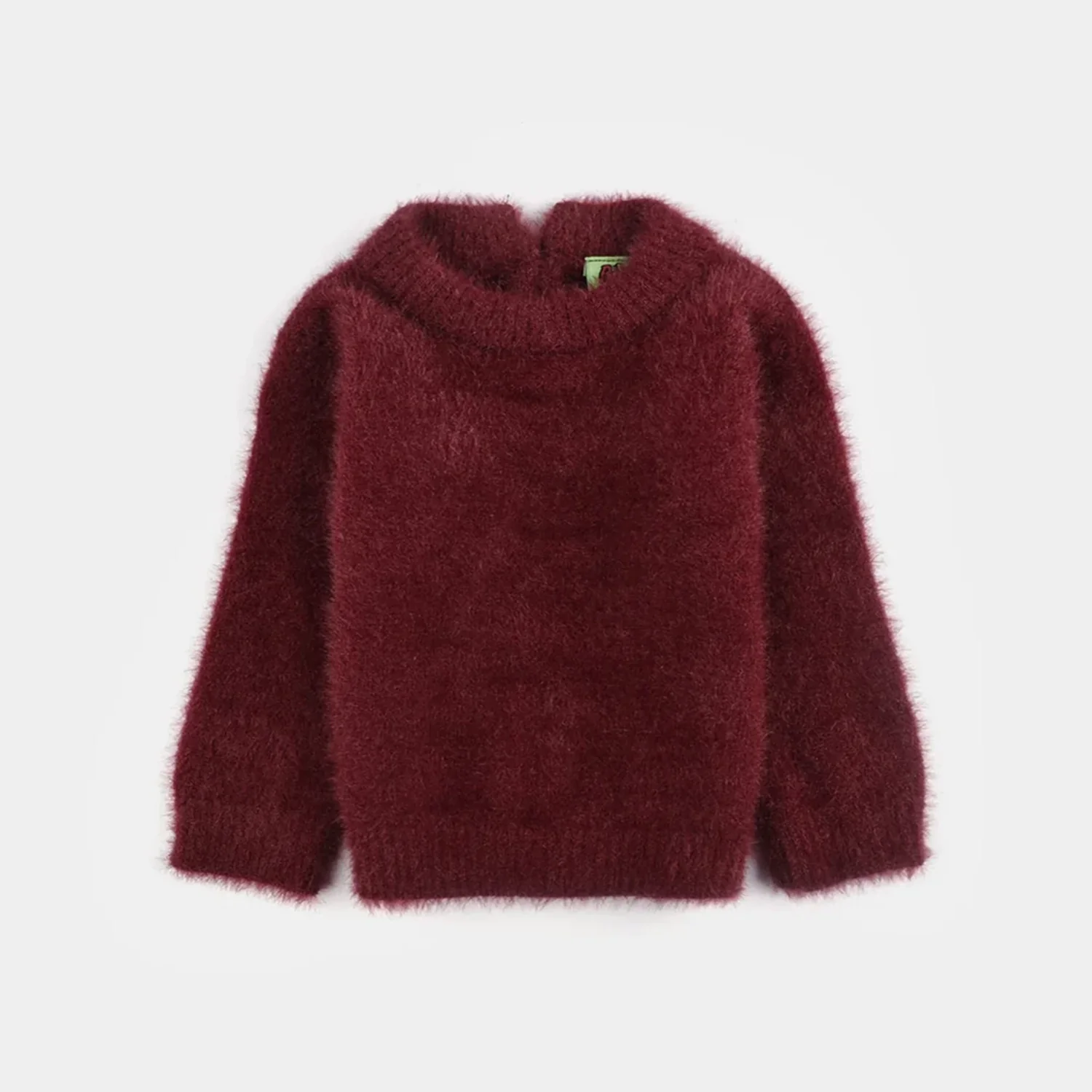 Infant Girls Feather yarn Sweater-Feather-MAROON - Image 3