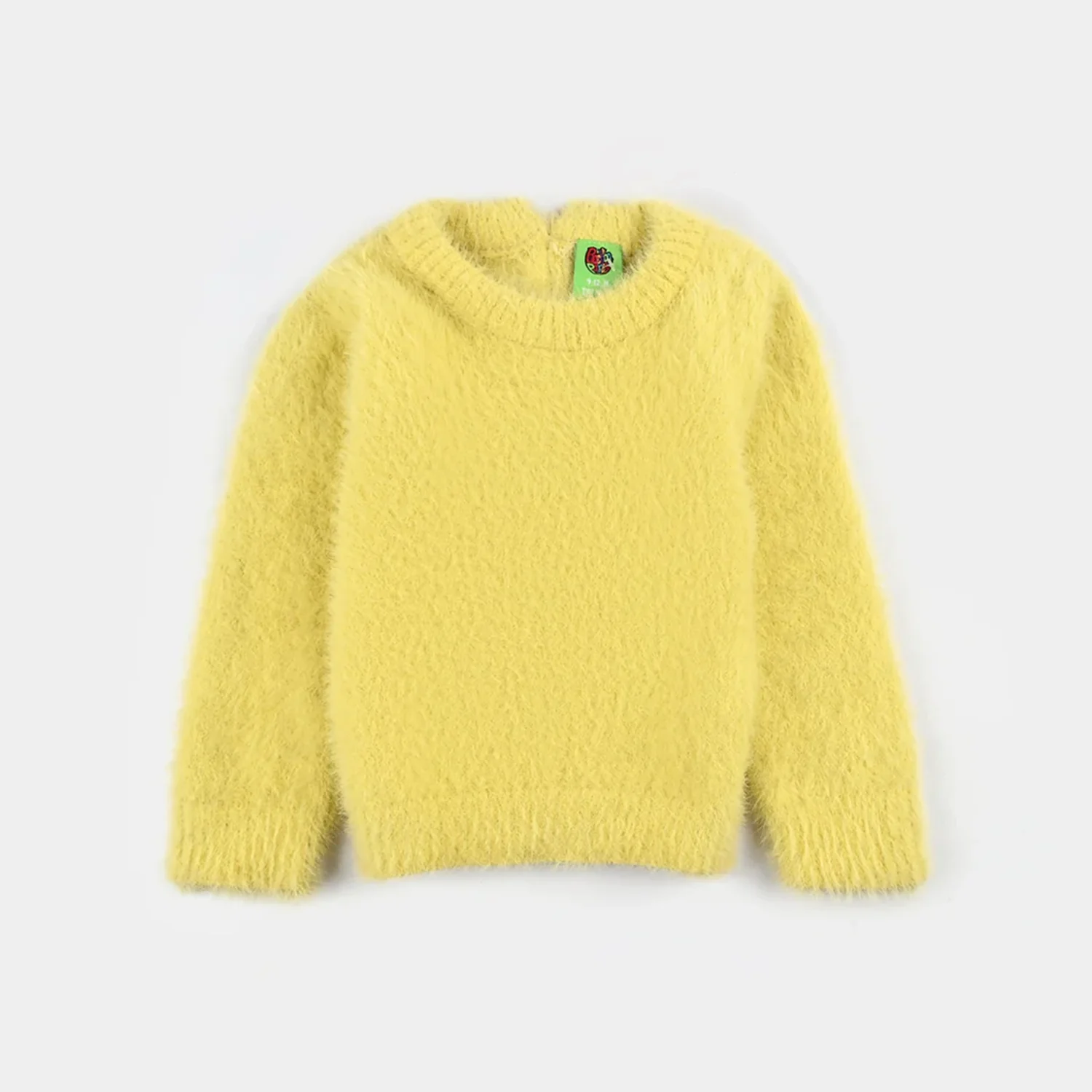 Infant Girls Feather yarn Sweater-Yellow