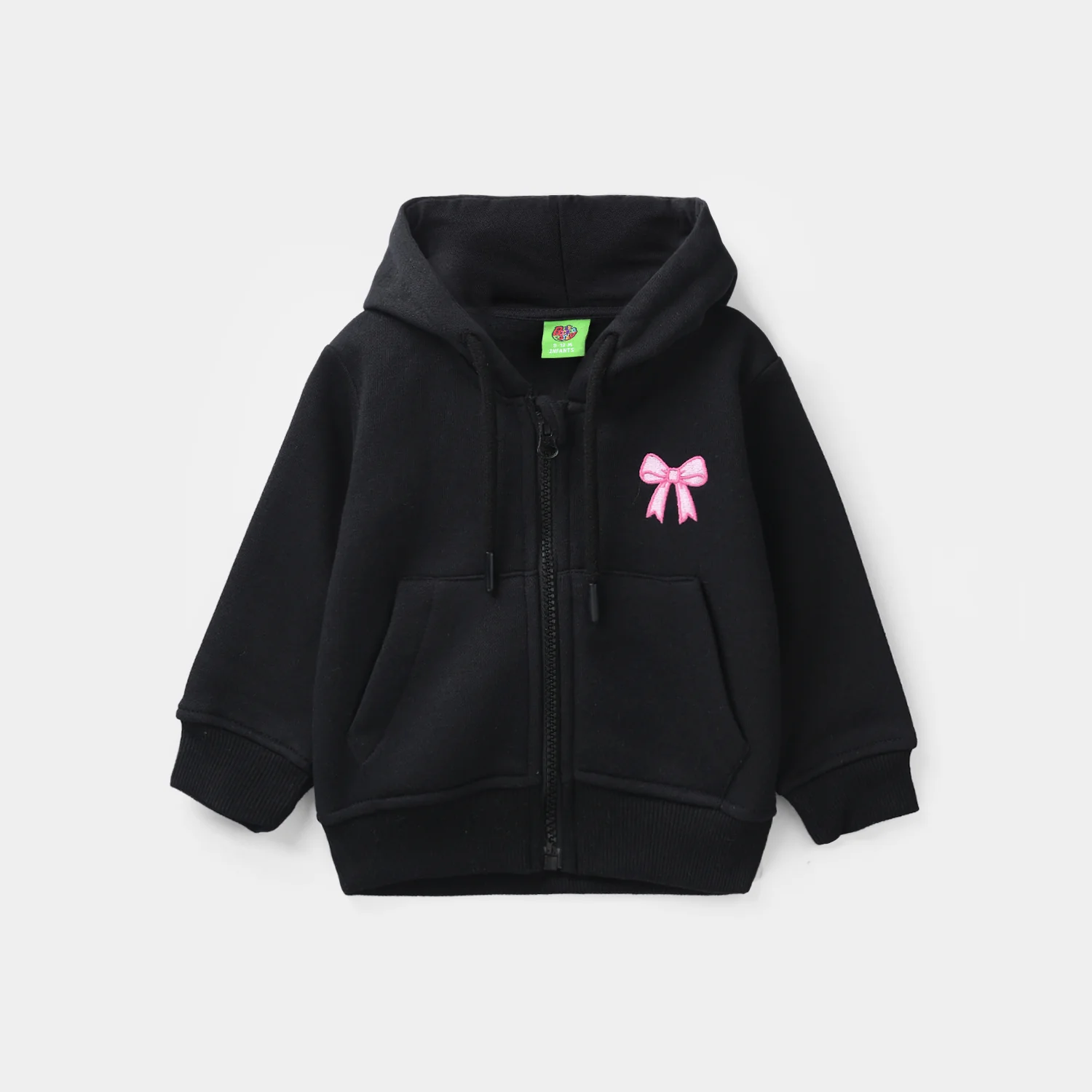 Infant Girls Fleece Jacket (Pink Bow) - Black - Image 4