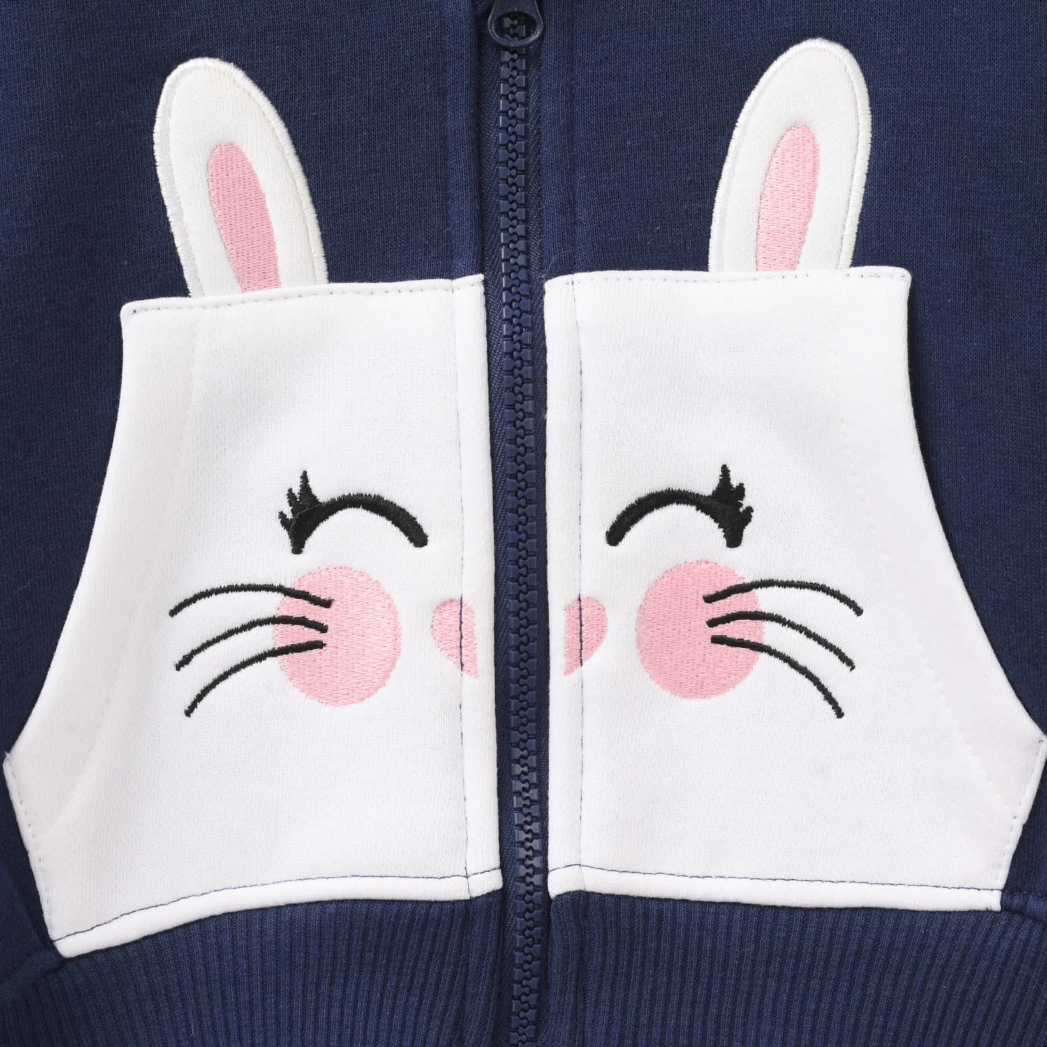 Infant Girls Fleece Jacket (RABBIT) - Navy - Image 3