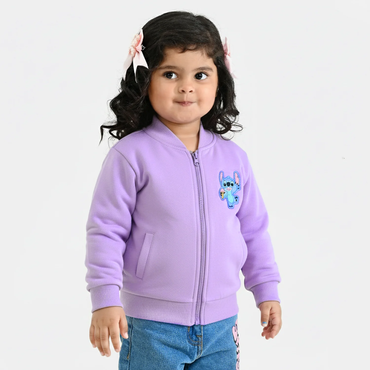 Infant Girls Fleece Jacket STITCH-PURPLE - Image 2