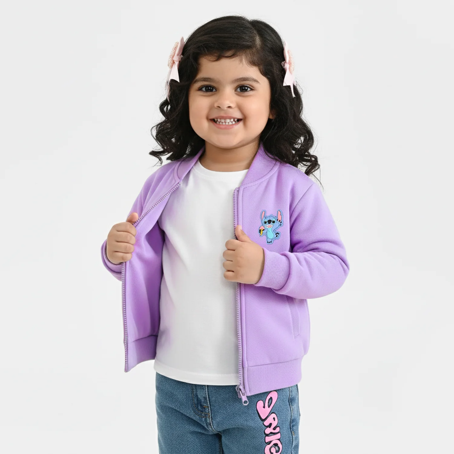 Infant Girls Fleece Jacket STITCH-PURPLE - Image 3