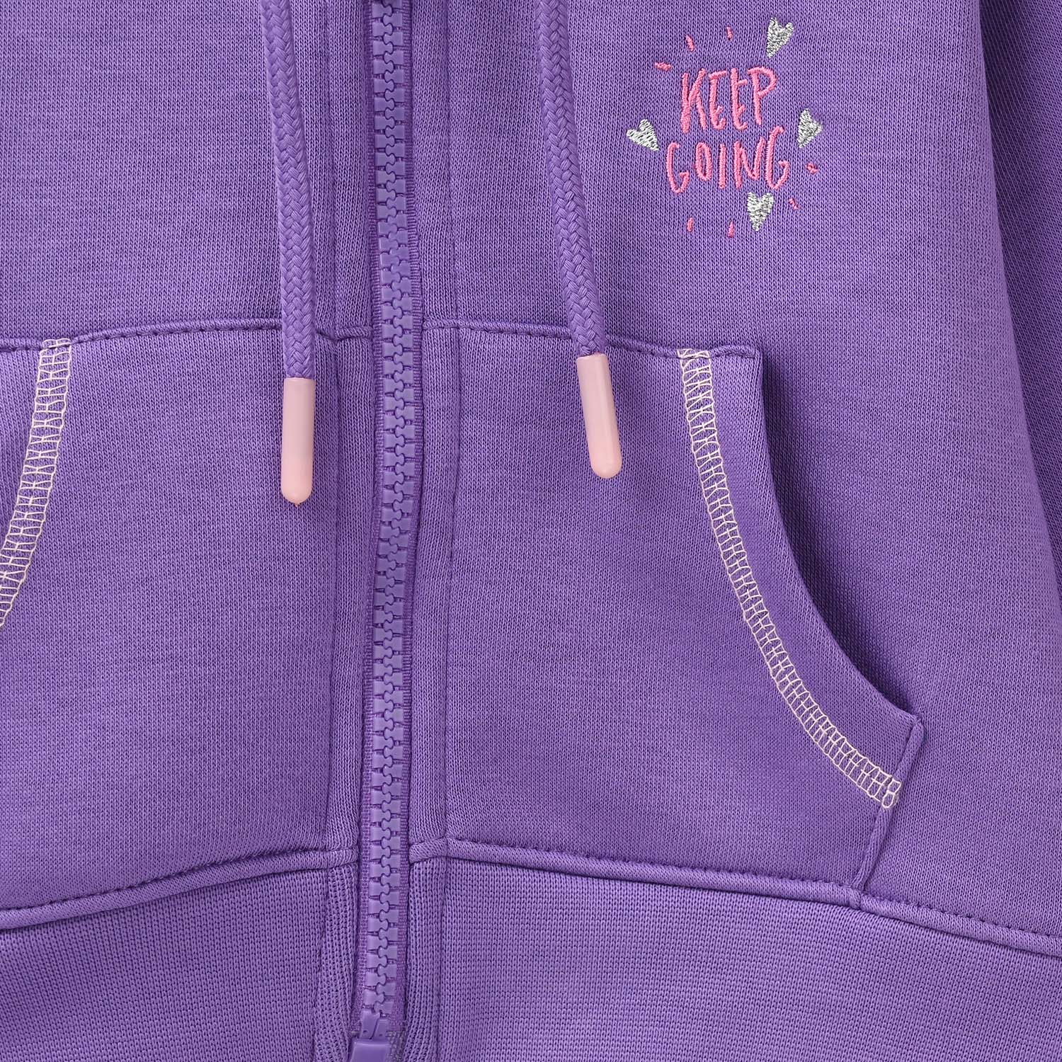 Infant Girls Fleece Knitted Jacket - Purple - Image 3