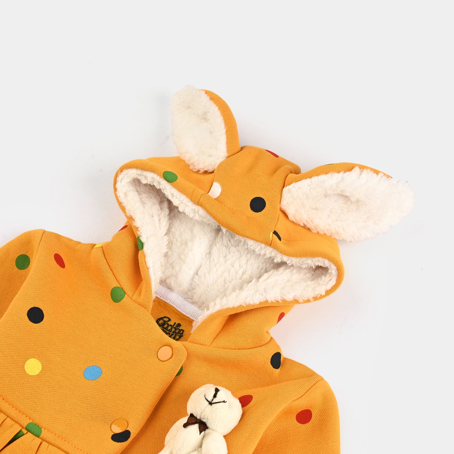 Infant Girls Fleece Knitted Jacket Rabbit-Yellow - Image 2