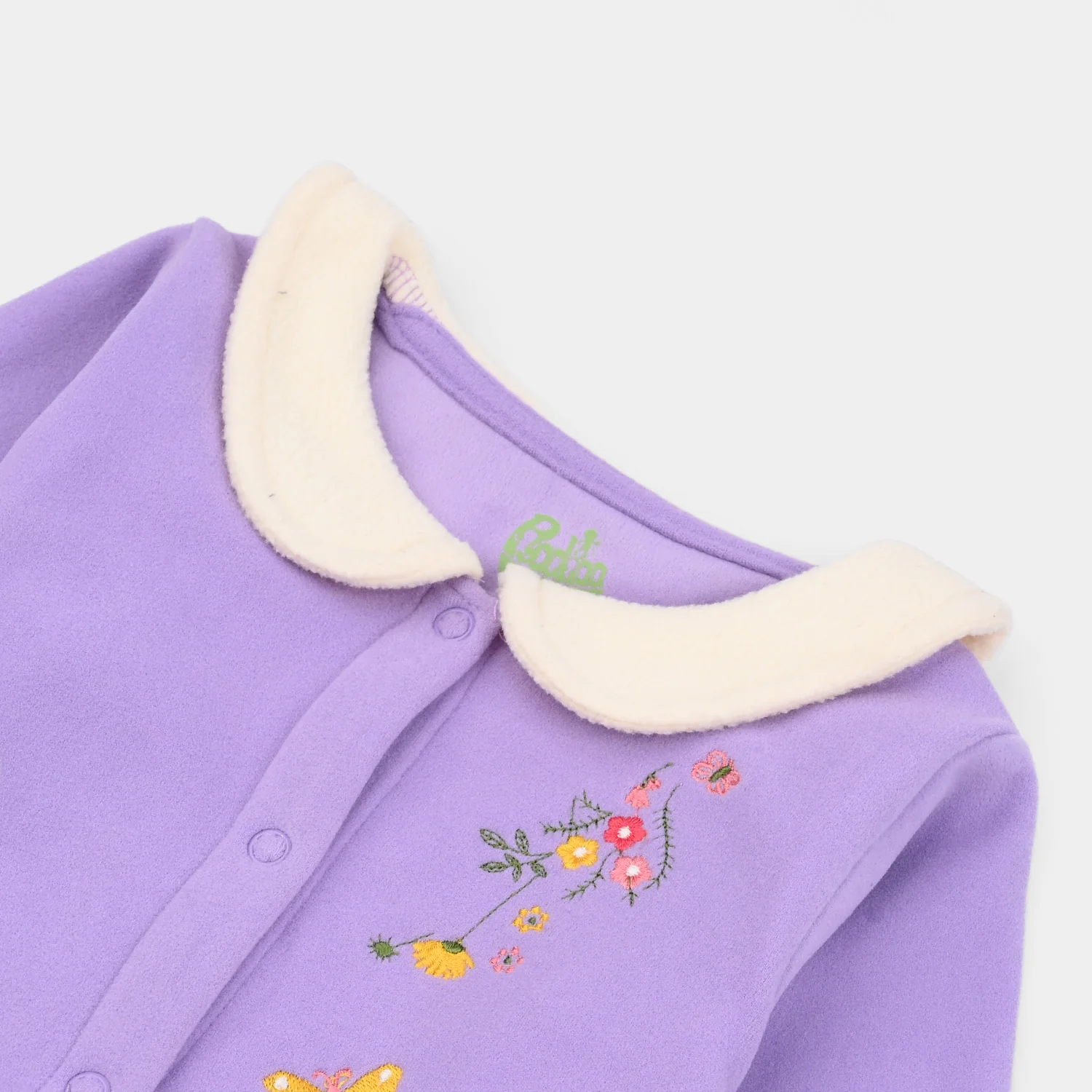 Infant Girls Fleece Romper Beauty Here-Purple - Image 2
