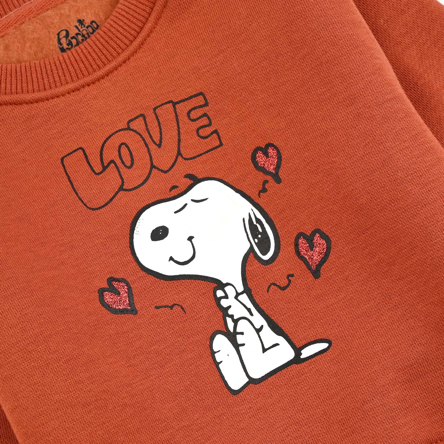 Infant Girls Fleece Sweatshirt (Love) - Orange - Image 3