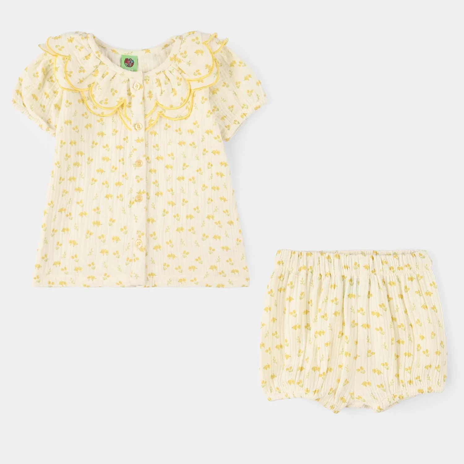 Infant Girls Gauze 2-Piece Suit (Sunflower) - Off White