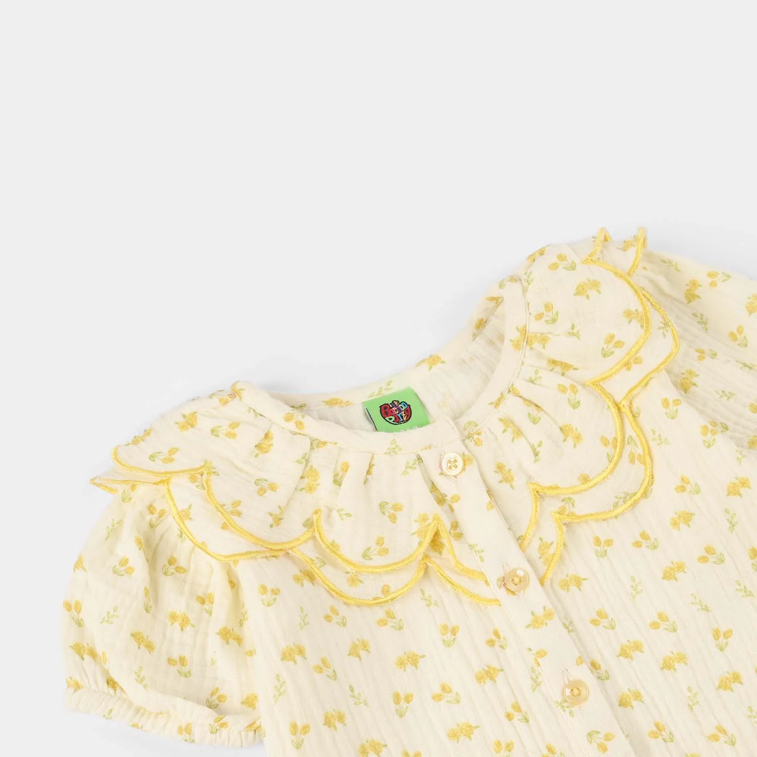 Infant Girls Gauze 2-Piece Suit (Sunflower) - Off White - Image 3