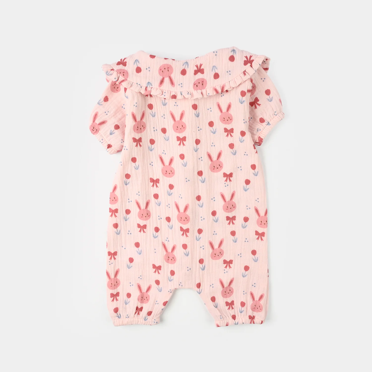 Infant Girls Gauze Woven Romper - Pink - Image 4