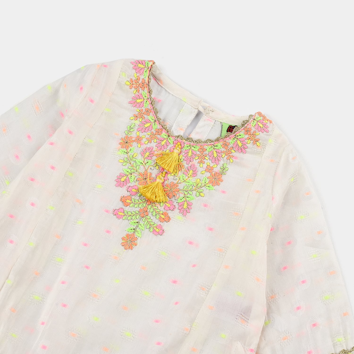 Infant Girls Jacquard 2 Pcs Neon - White - Image 3