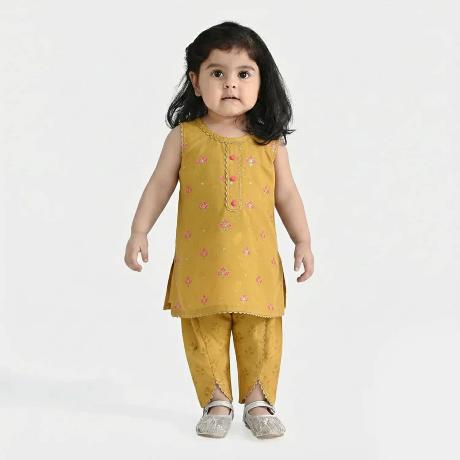 Infant Girls Jacquard 2Pcs Delight - Olive Green - Image 2
