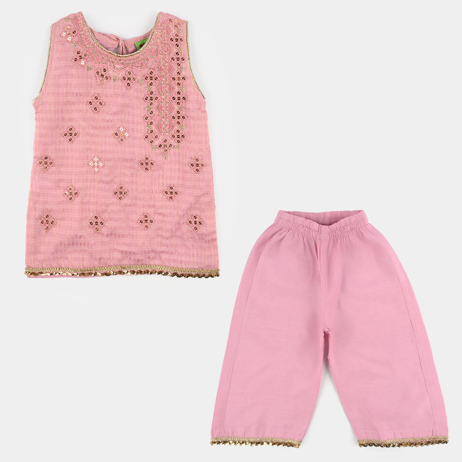 Infant Girls Jacquard 2Pcs Glitter- Pink