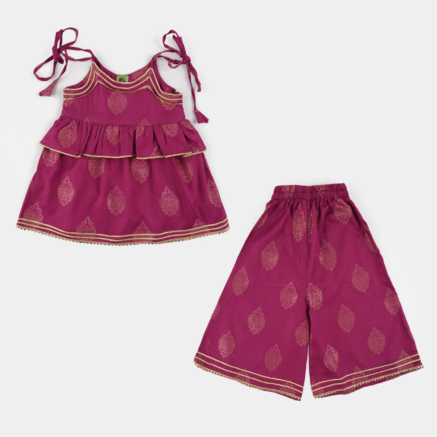 Infant Girls Jacquard 2Pcs Titli-Magenta