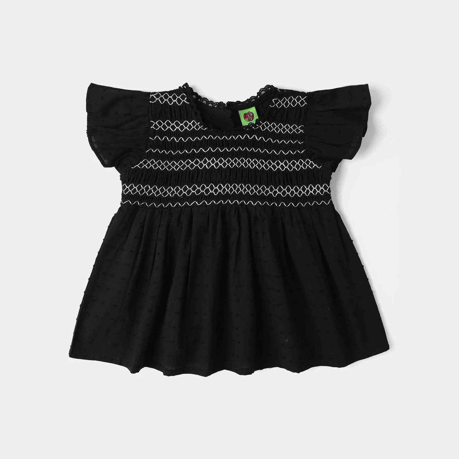 Infant Girls Jacquard Casual Frock Top (Middy) - Black