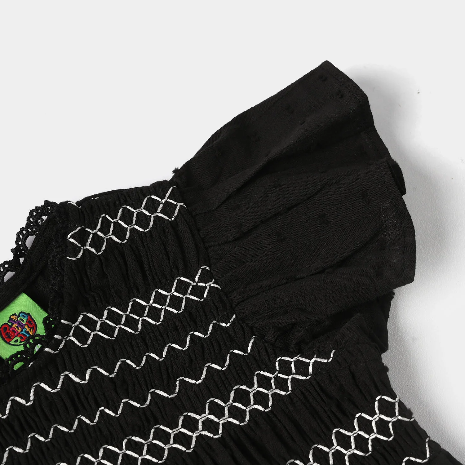 Infant Girls Jacquard Casual Frock Top (Middy) - Black - Image 3