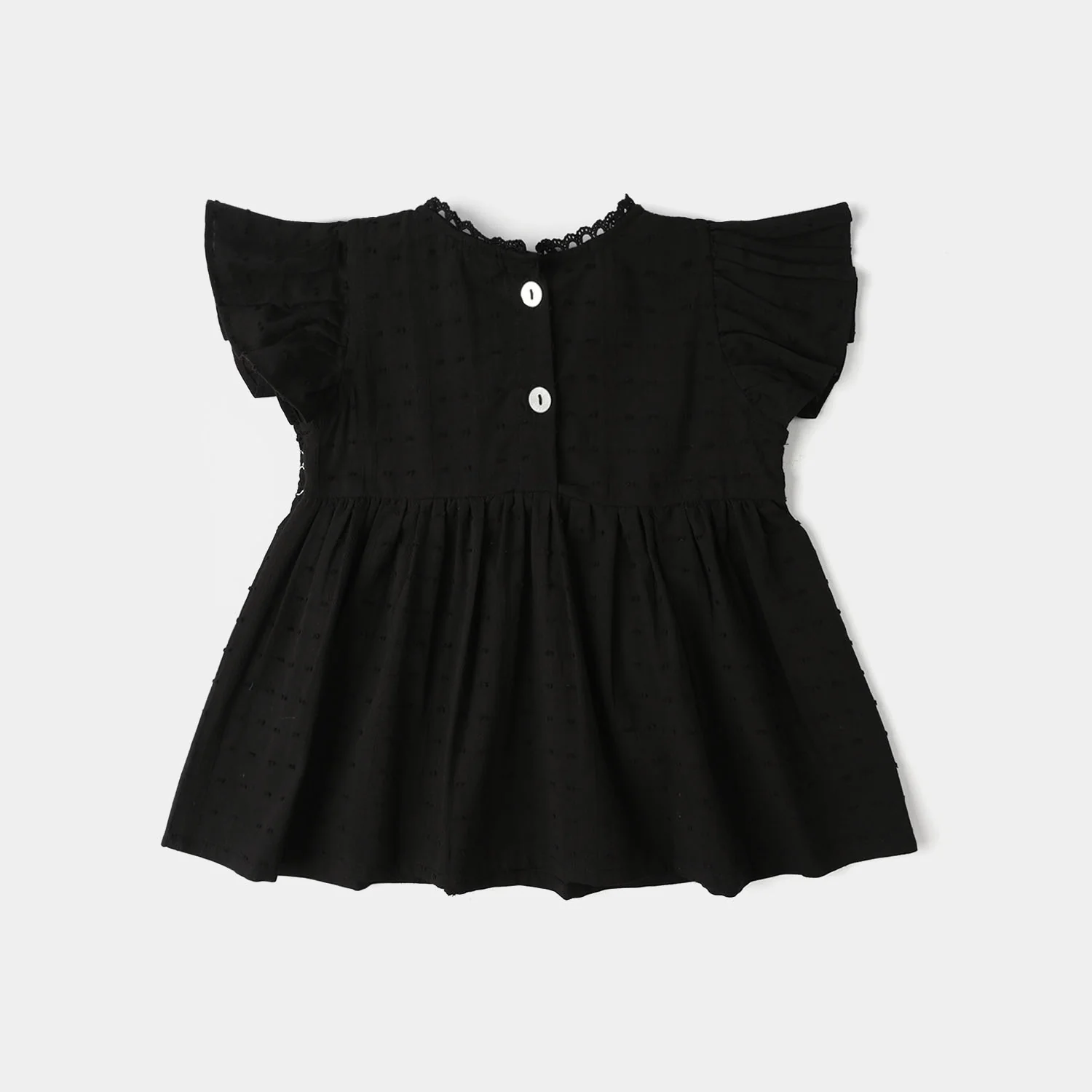 Infant Girls Jacquard Casual Frock Top (Middy) - Black - Image 4