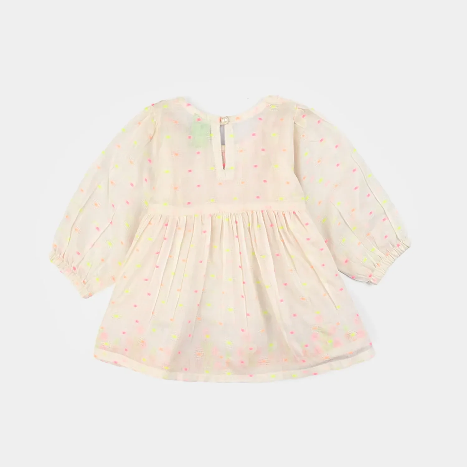 Infant Girls Jacquard Emb Kurti Popup-White - Image 4