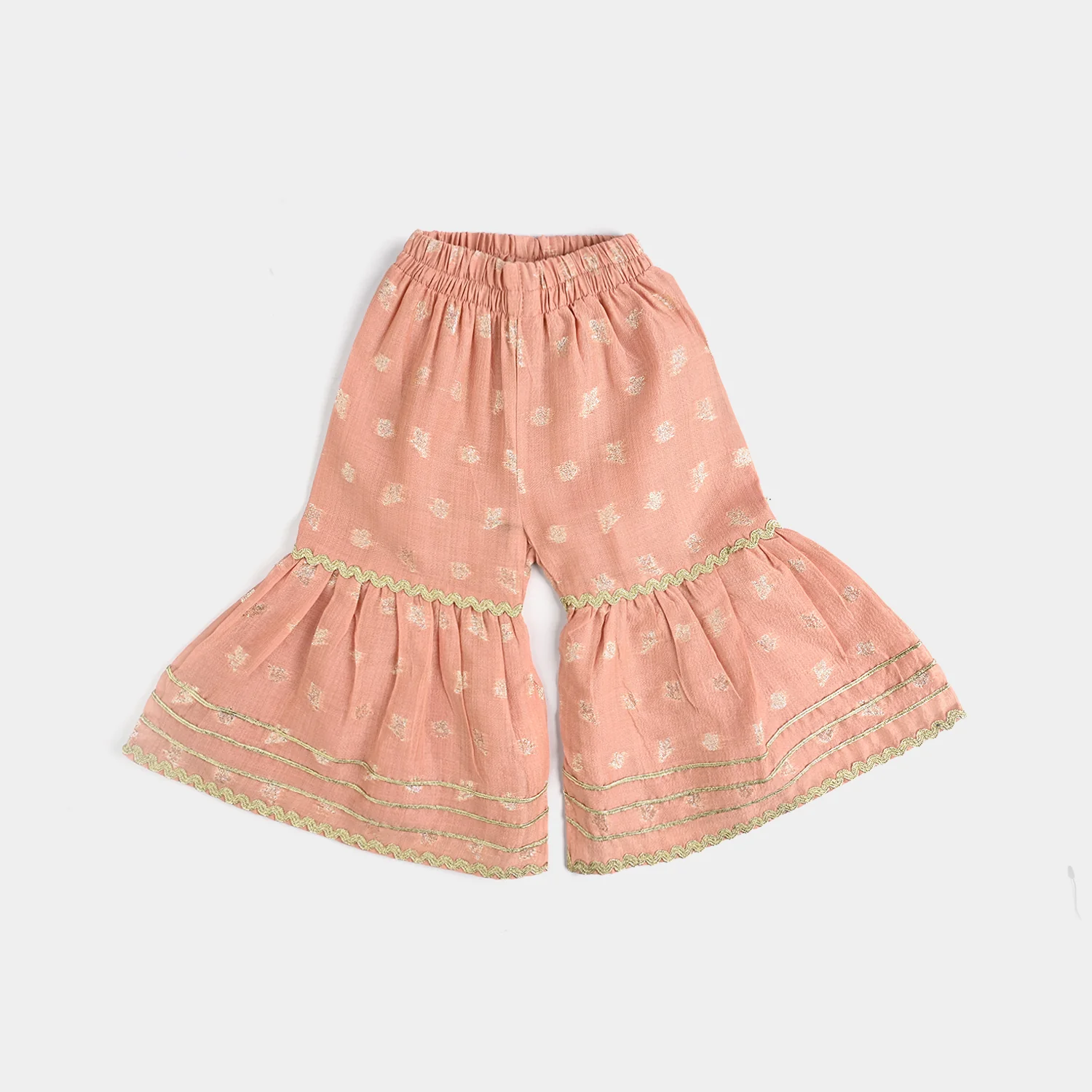 Infant Girls Jacquard Fancy 2Pcs (Mahtabi) - Peach - Image 3