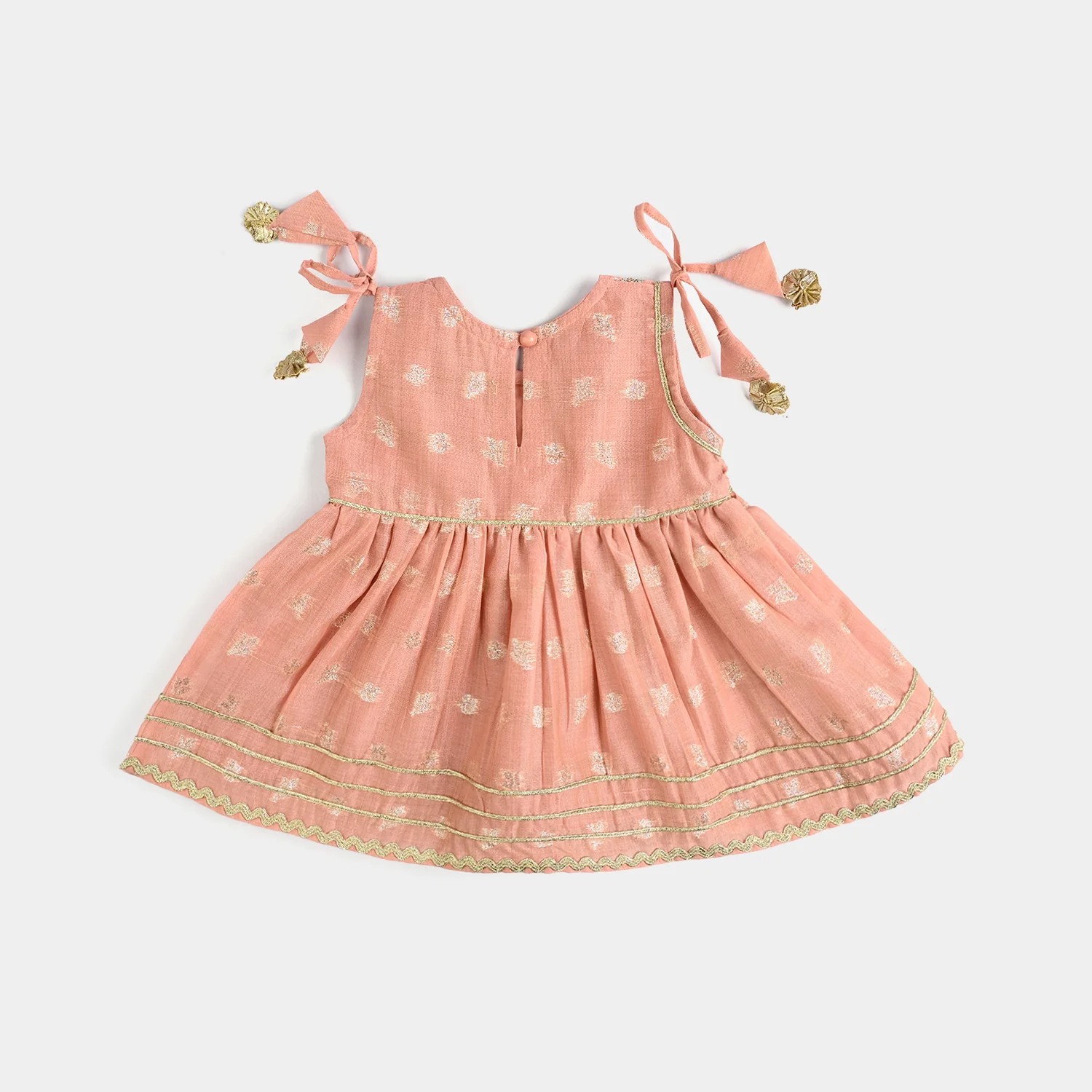 Infant Girls Jacquard Fancy 2Pcs (Mahtabi) - Peach - Image 4