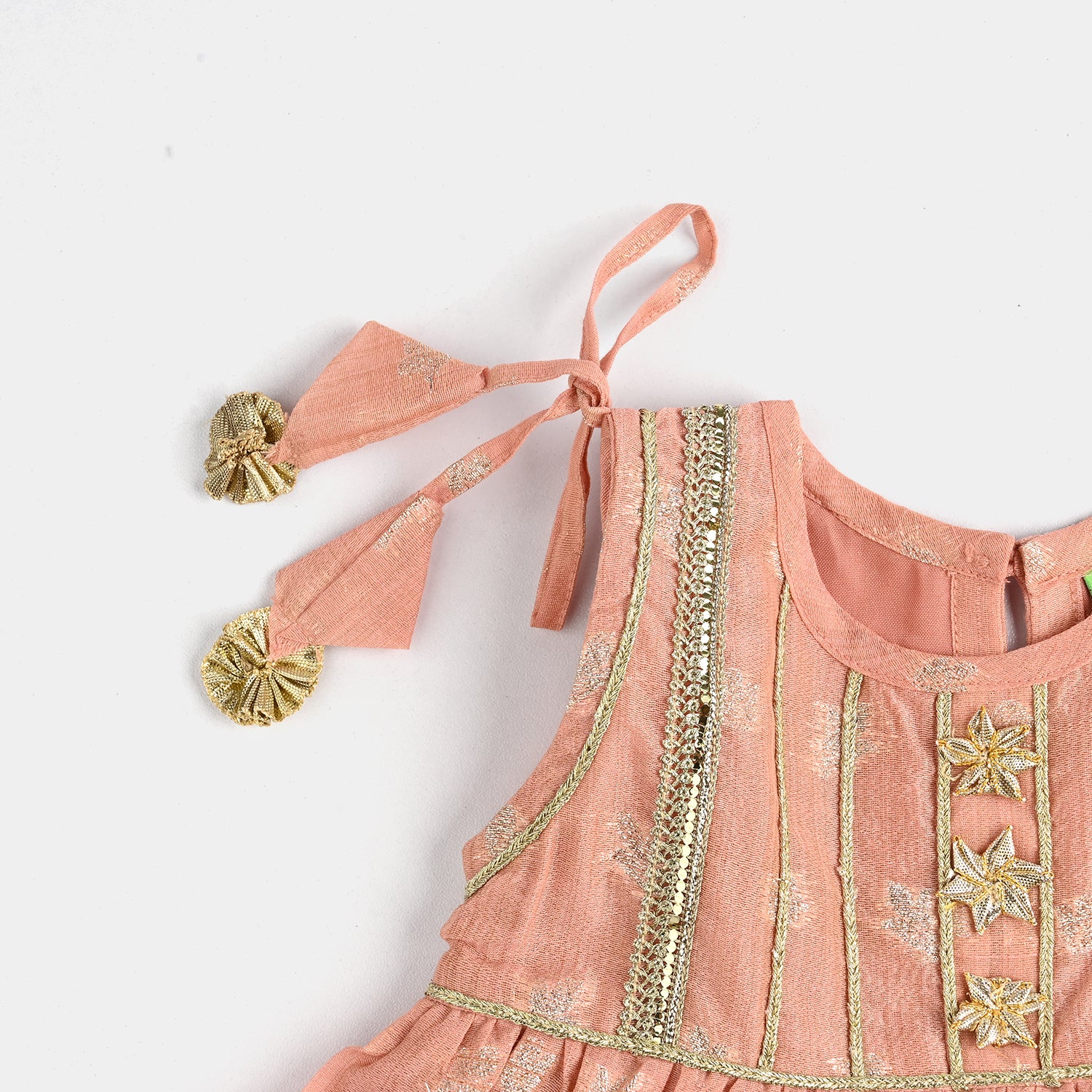 Infant Girls Jacquard Fancy 2Pcs (Mahtabi) - Peach - Image 6