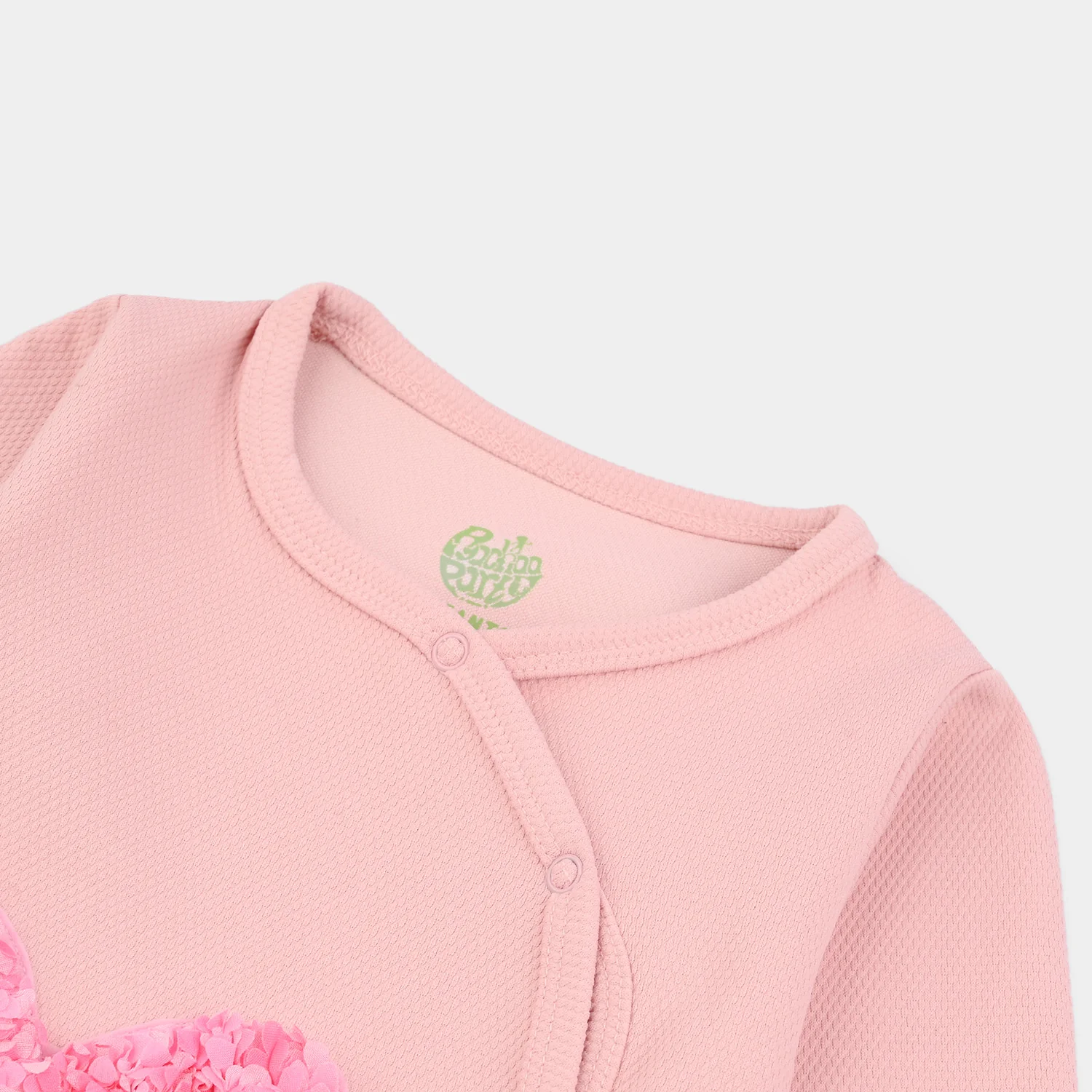 Infant Girls Jacquard Romper Blowing Wings-Pink - Image 2