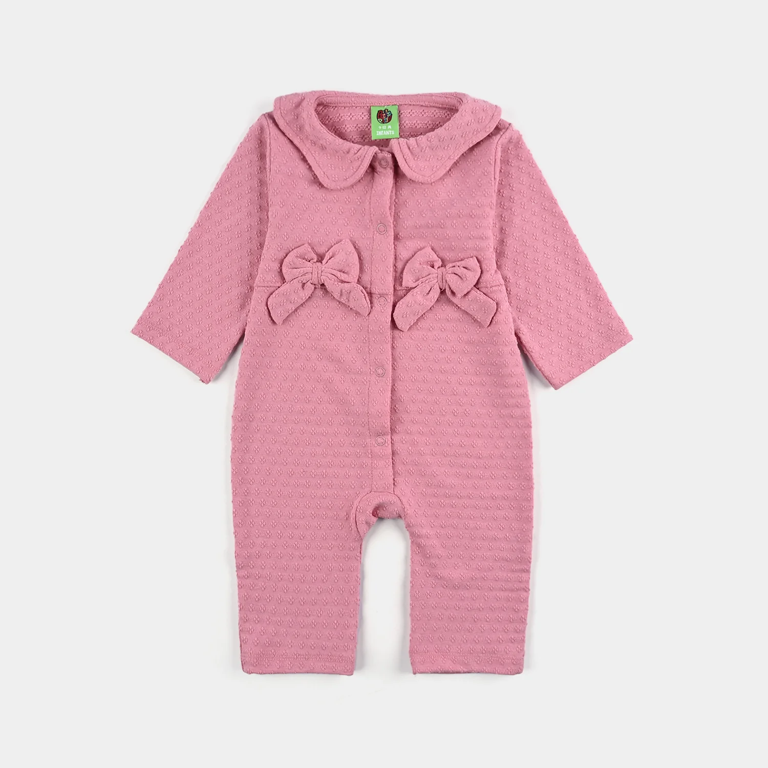 Infant Girls Jacquard Romper BOW BLISS - Pink