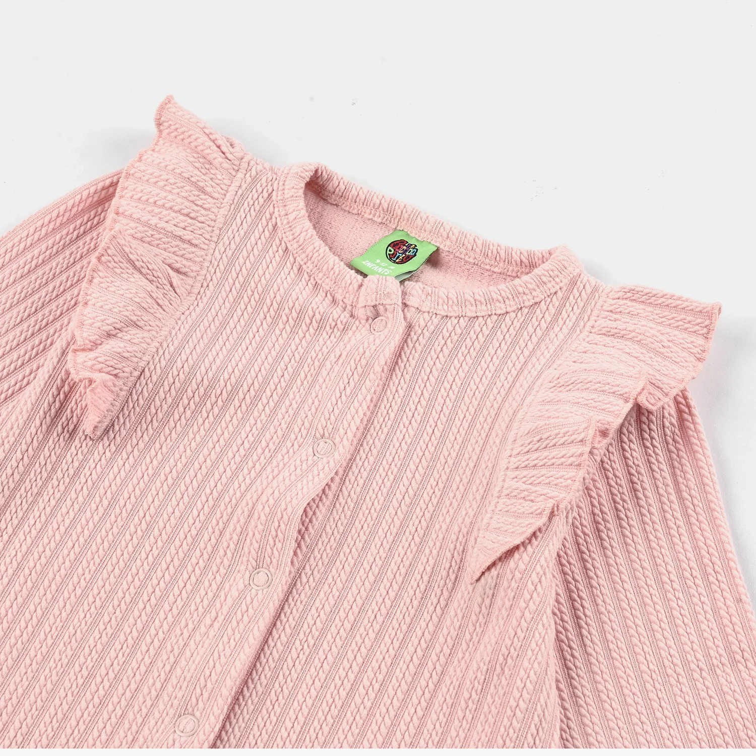 Infant Girls Jacquard Romper TWIRL AND FRILL - Pink - Image 2