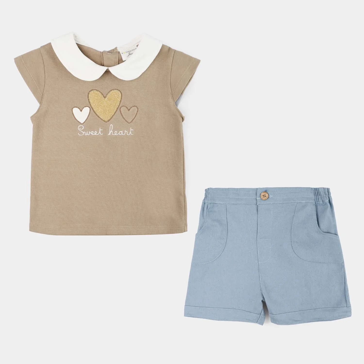 Infant Girls Jersey/Terry 2Pc Suit - Brown