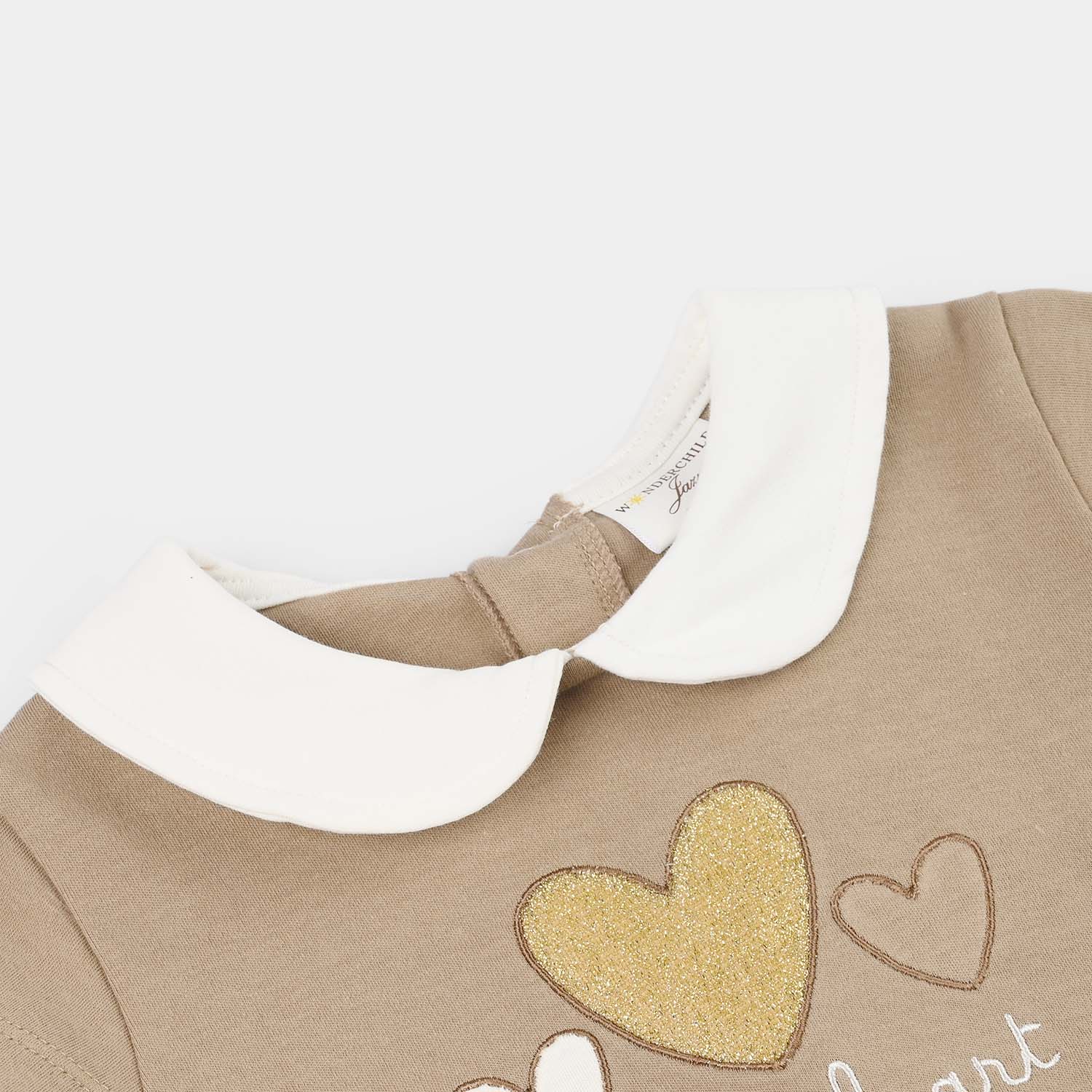Infant Girls Jersey/Terry 2Pc Suit - Brown - Image 3