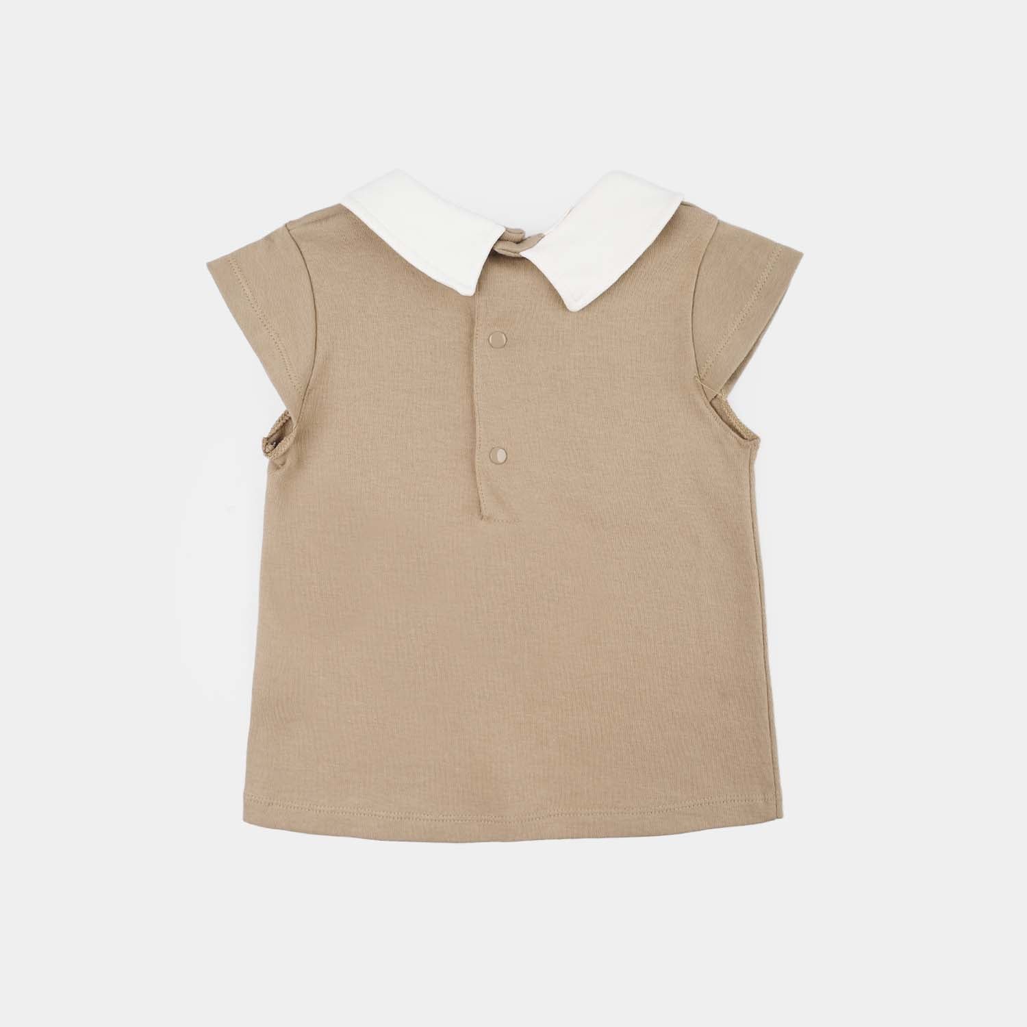 Infant Girls Jersey/Terry 2Pc Suit - Brown - Image 4
