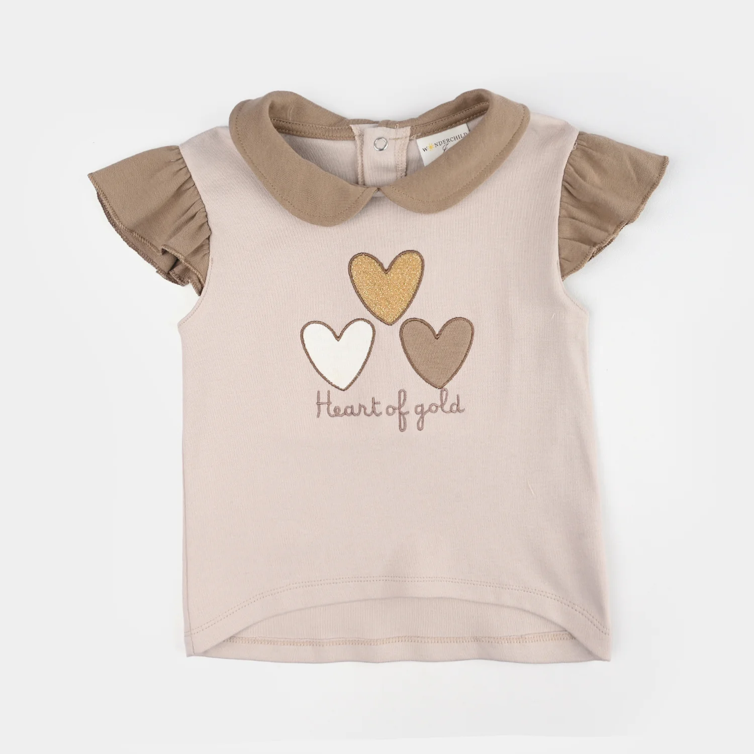 Infant Girls Jersey/Terry 2Pc Suit - Beige/Blue - Image 2