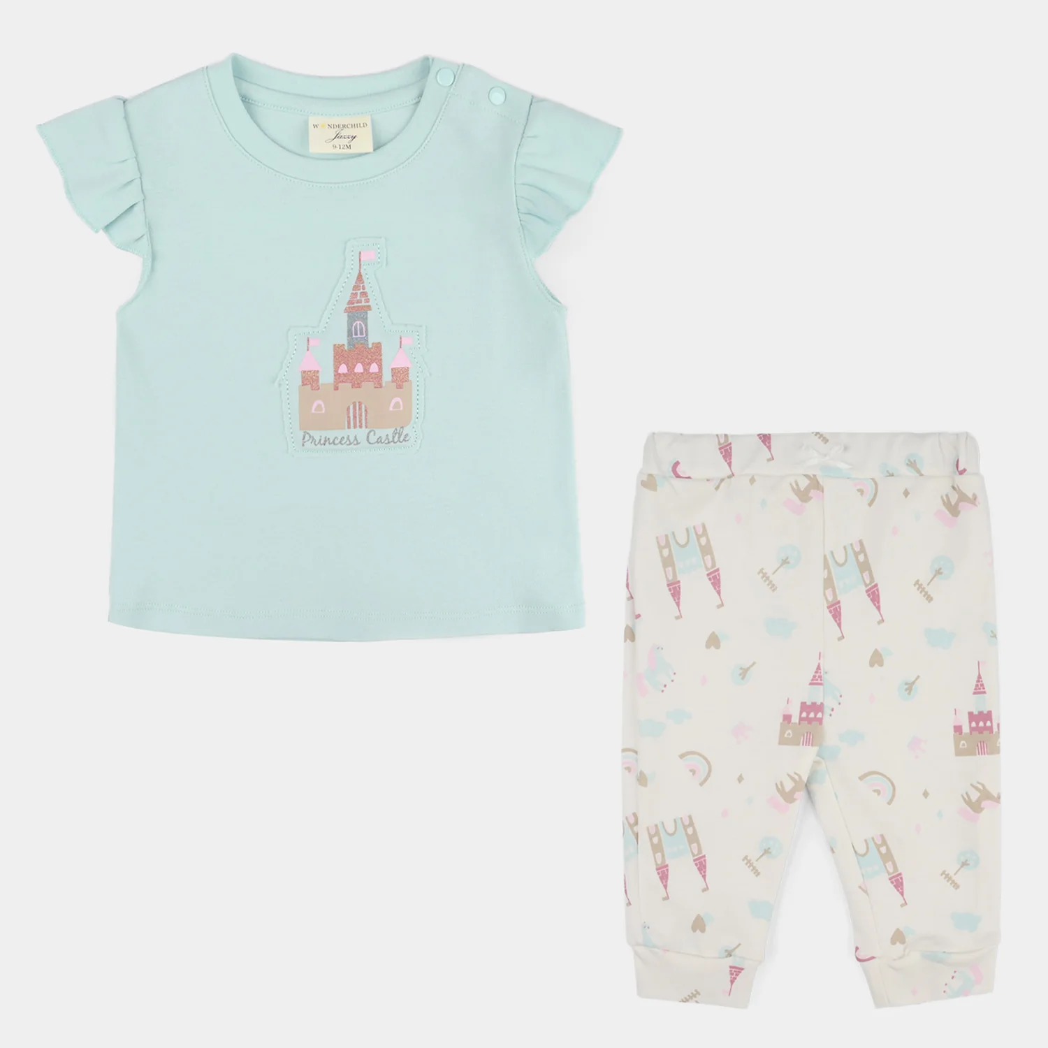 Infant Girls Jersey/Terry 2Pc Suit - Blue