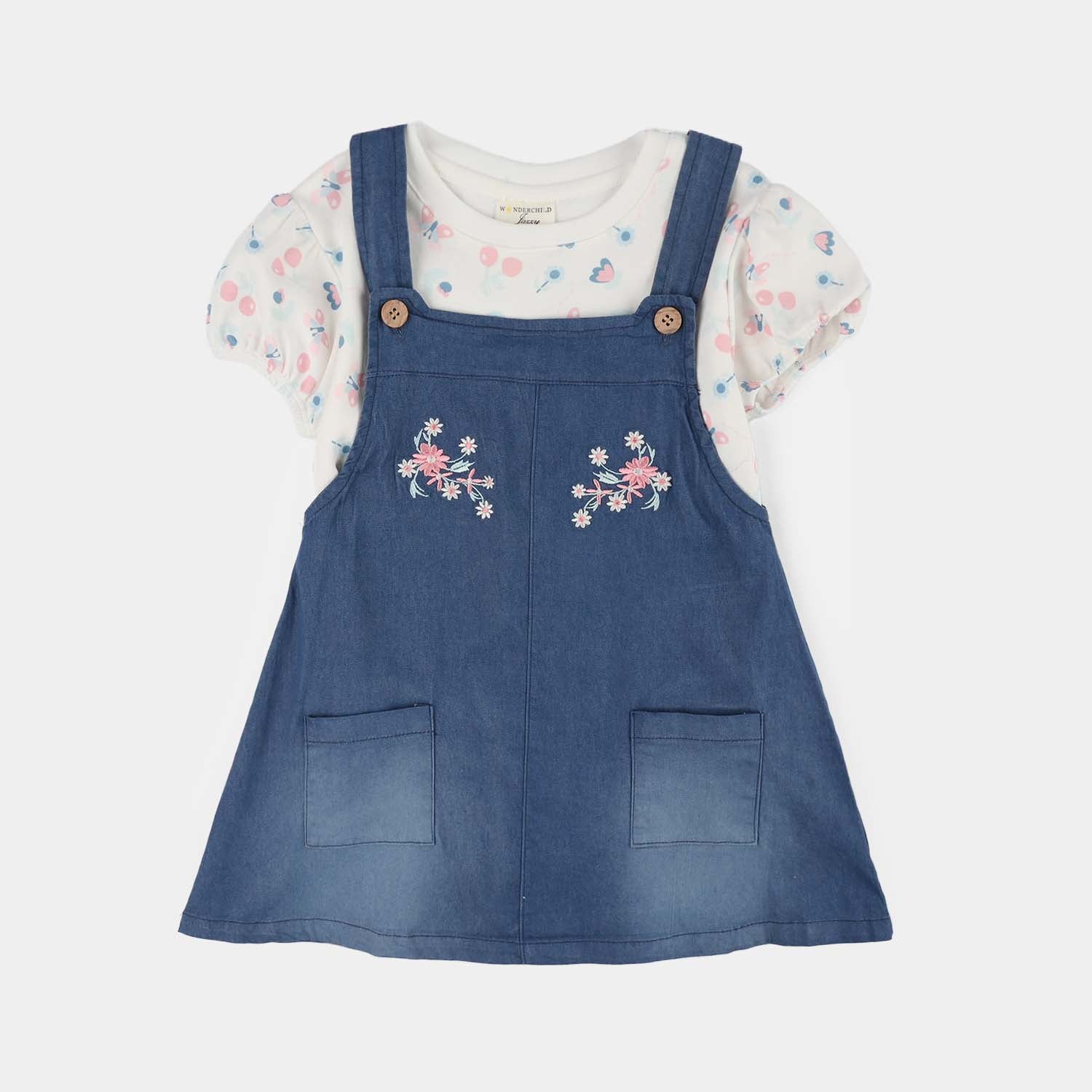 Infant Girls Jersey/Terry 2Pc Suit - Navy