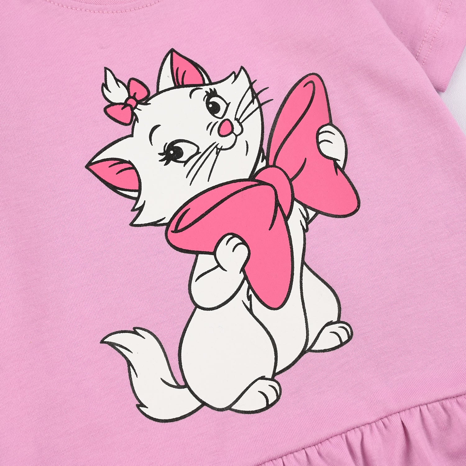 Infant Girls Jersey/Terry Knitted Frock (Character) - Pink - Image 2