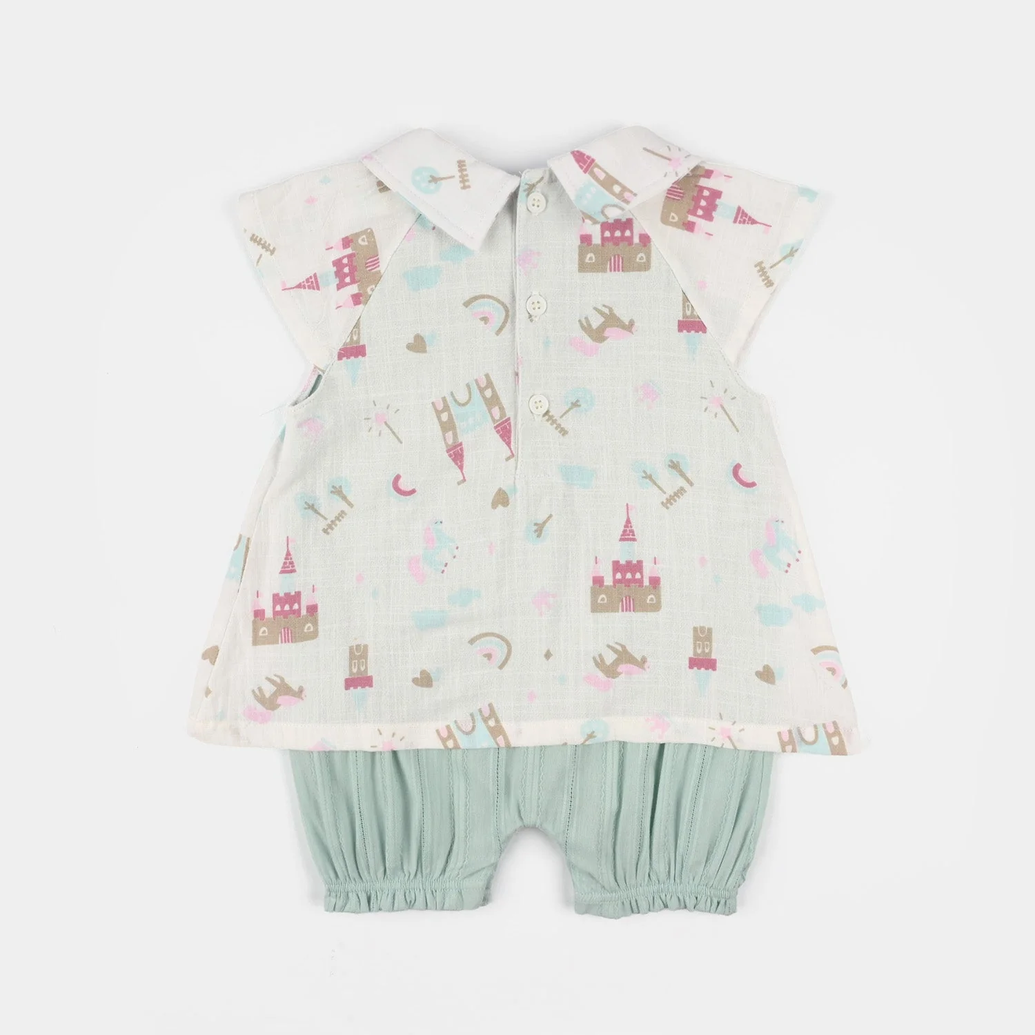 Infant Girls Jersey/Terry Romper - White - Image 4