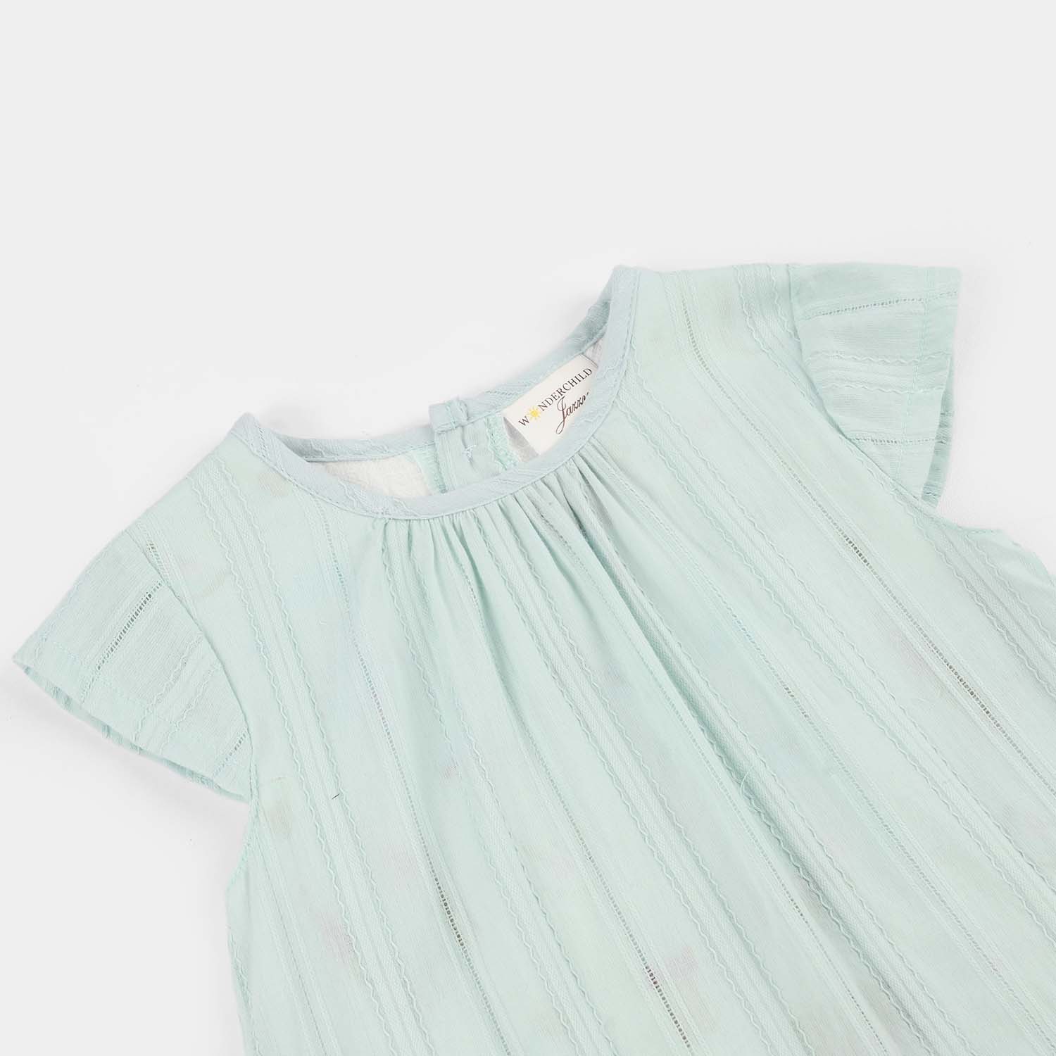 Infant Girls Jersey/Terry Romper - Green - Image 2