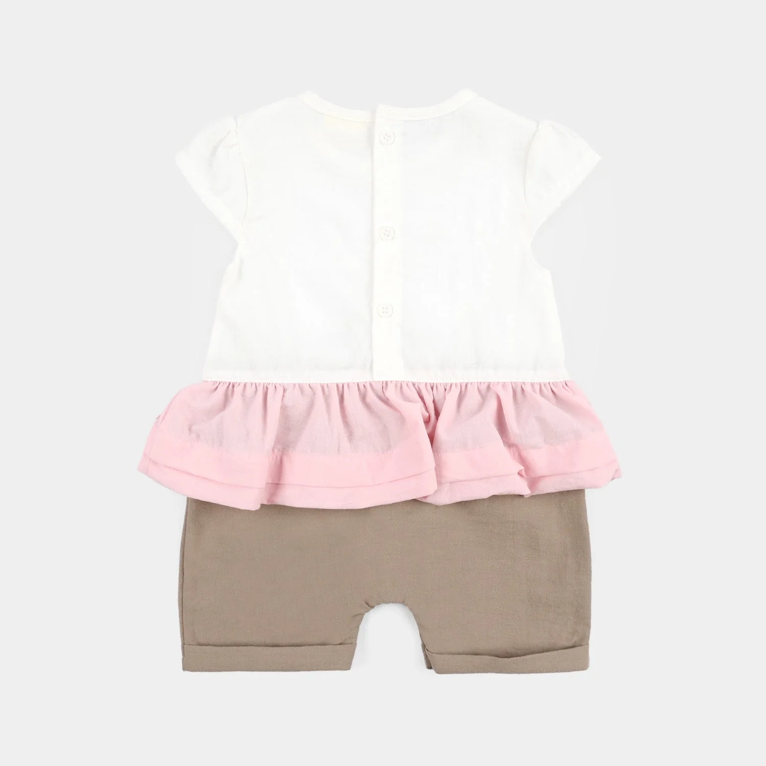 Infant Girls Jersey/Terry Romper - Pink - Image 3