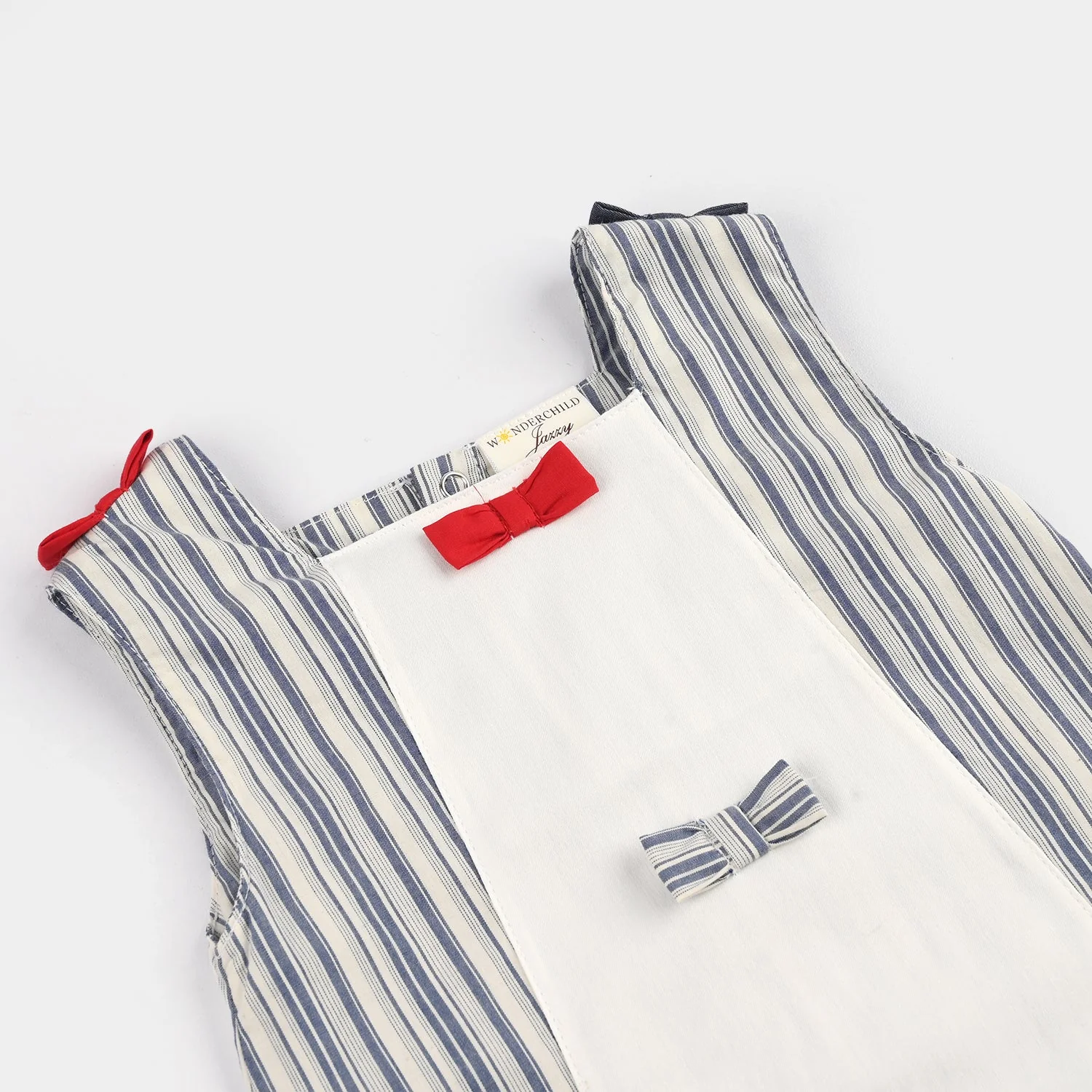 Infant Girls Jersey/Terry Romper - Navy Strip - Image 2