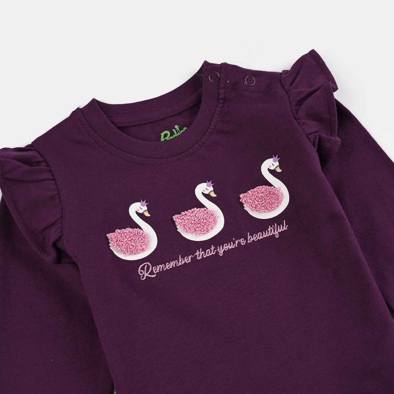 Infant Girls Jersey/Terry T-Shirt F/S YOU ARE BEAUTIFUL-Dark Purple - Image 2
