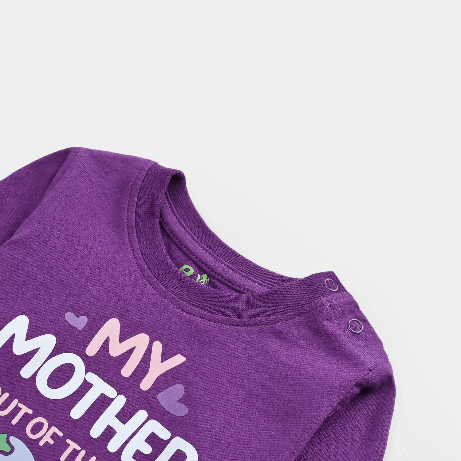Infant Girls Jersey/Terry T-Shirt My Mother Is Out Of This World-Purple Magic - Image 2