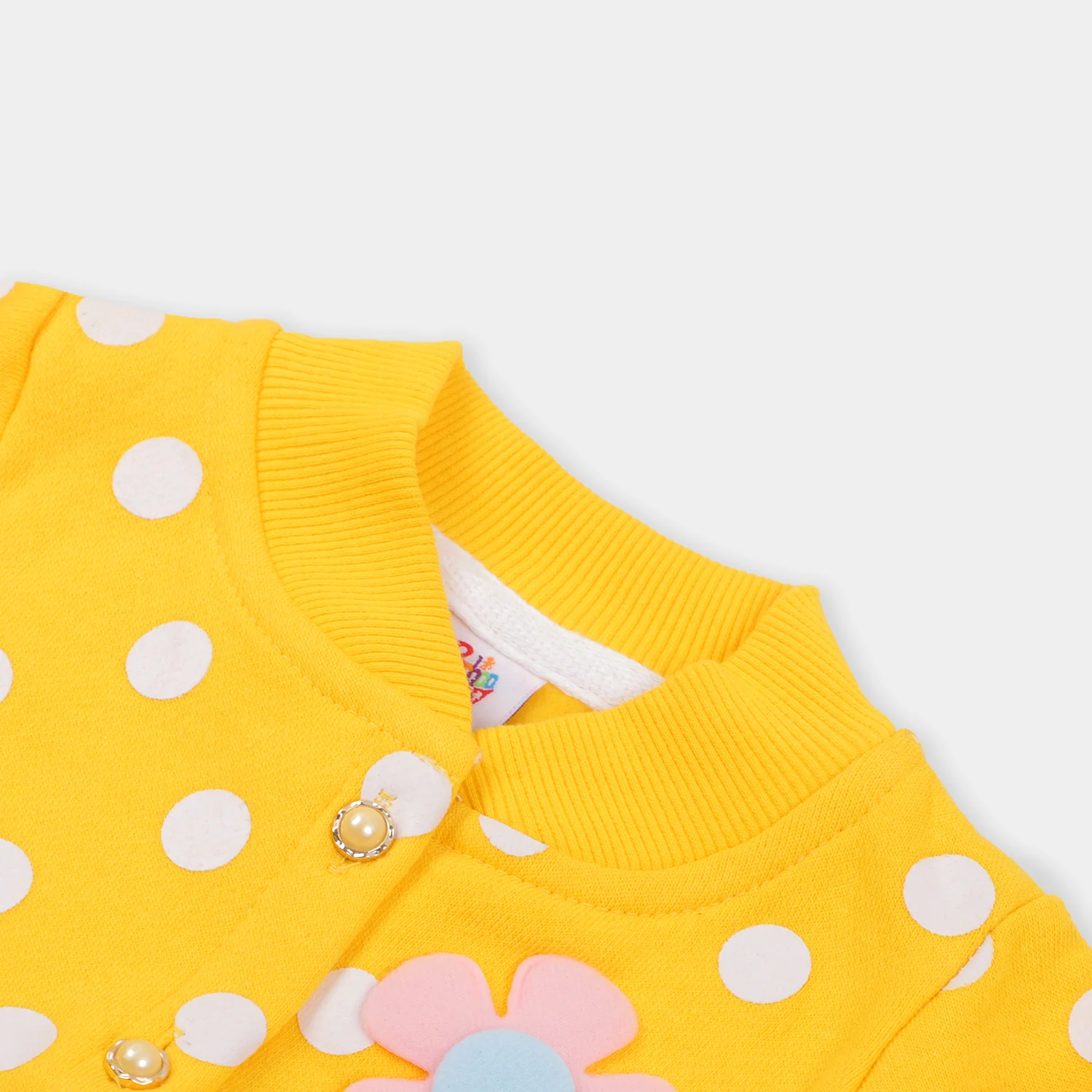Infant Girls Knitted Jacket Flower - Yellow - Image 2