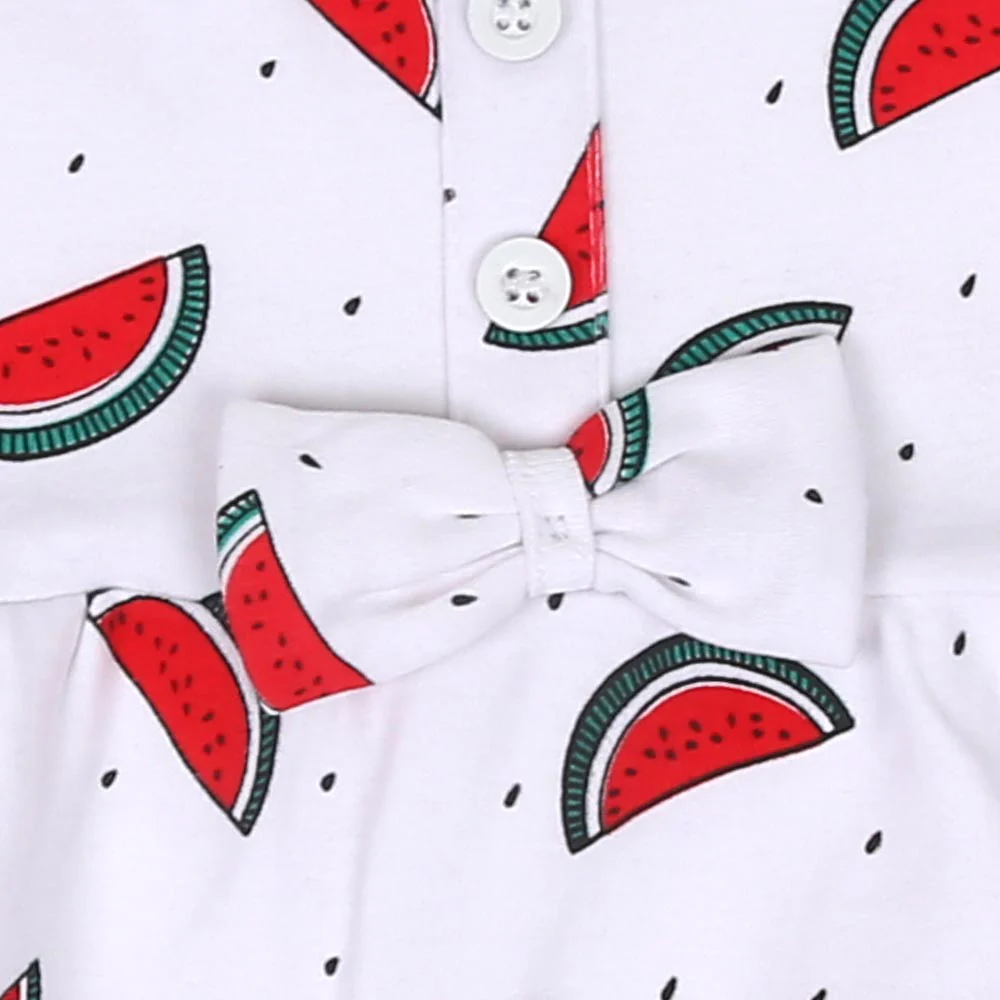 Infant Girls Knitted Rompers Watermelon - White - Image 3