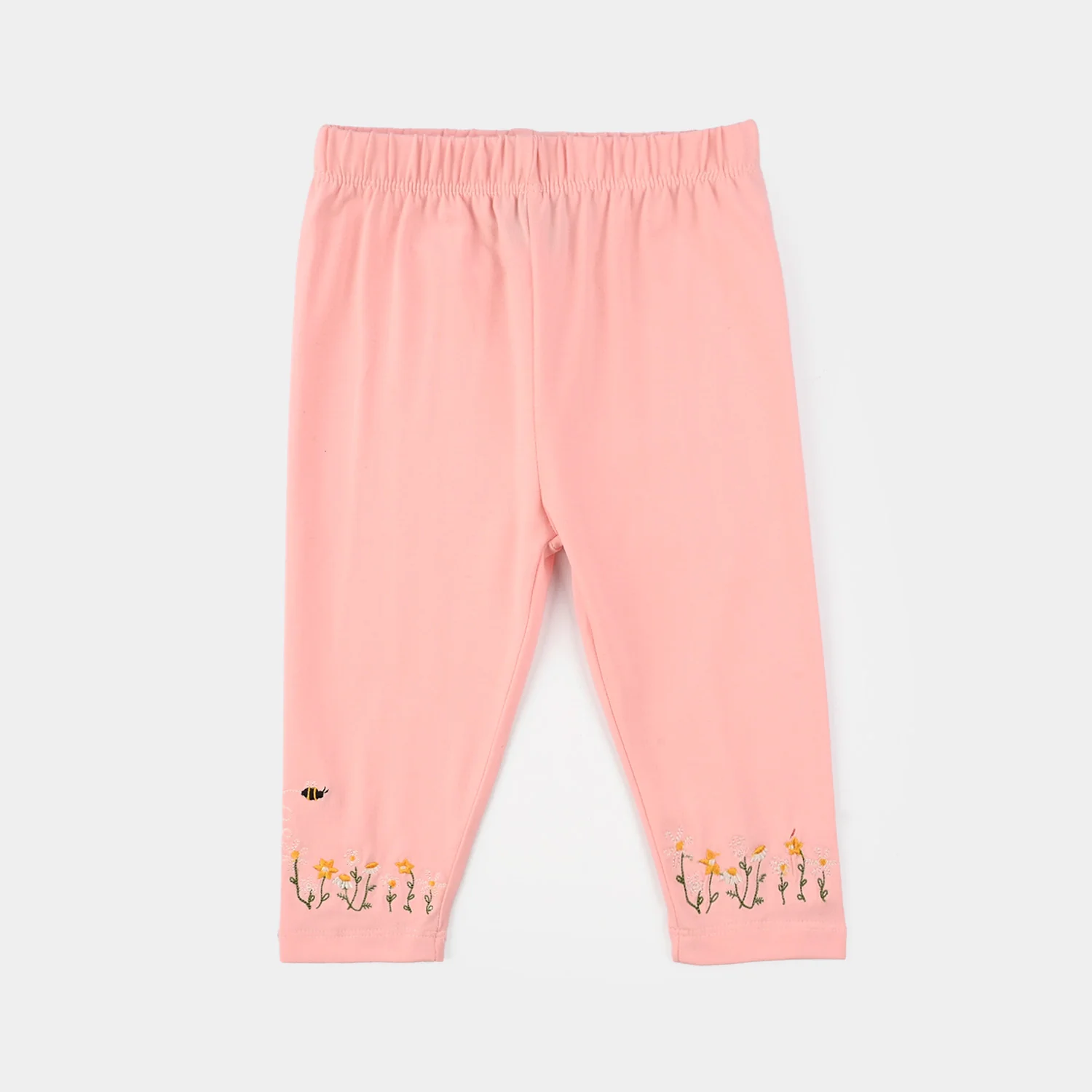 Infant Girls Lycra Jersey Embroidered Tights (Bee) - Pink