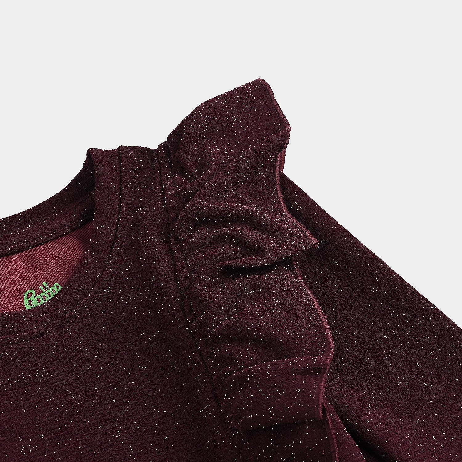 Infant Girls Microfiber Jersey T-Shirt F/S MAROON LUREX - Image 3