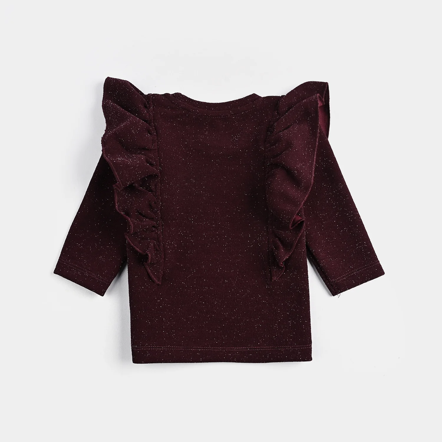 Infant Girls Microfiber Jersey T-Shirt F/S MAROON LUREX - Image 4
