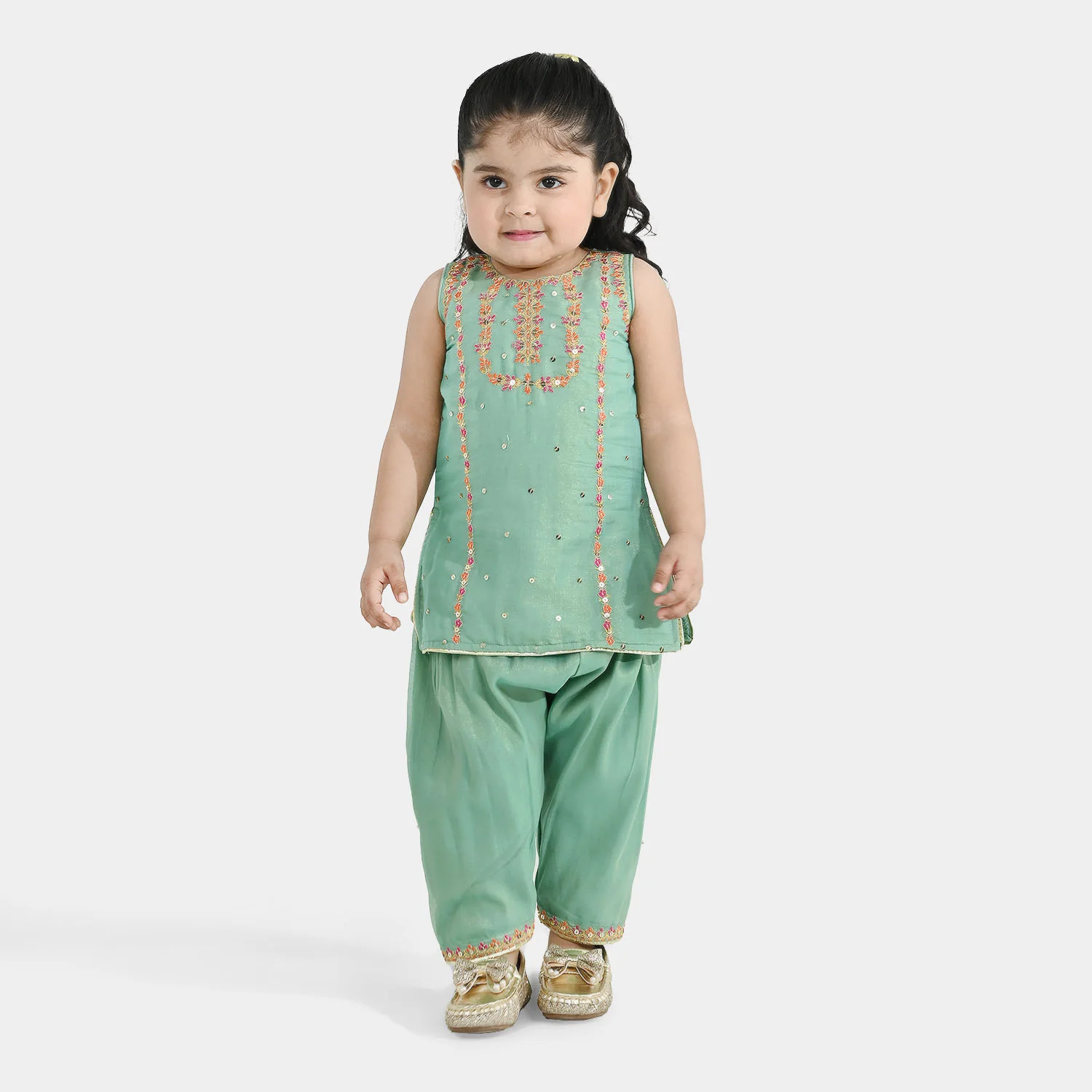 Infant Girls Net 2Pcs Suit (Zara Noor) - Green