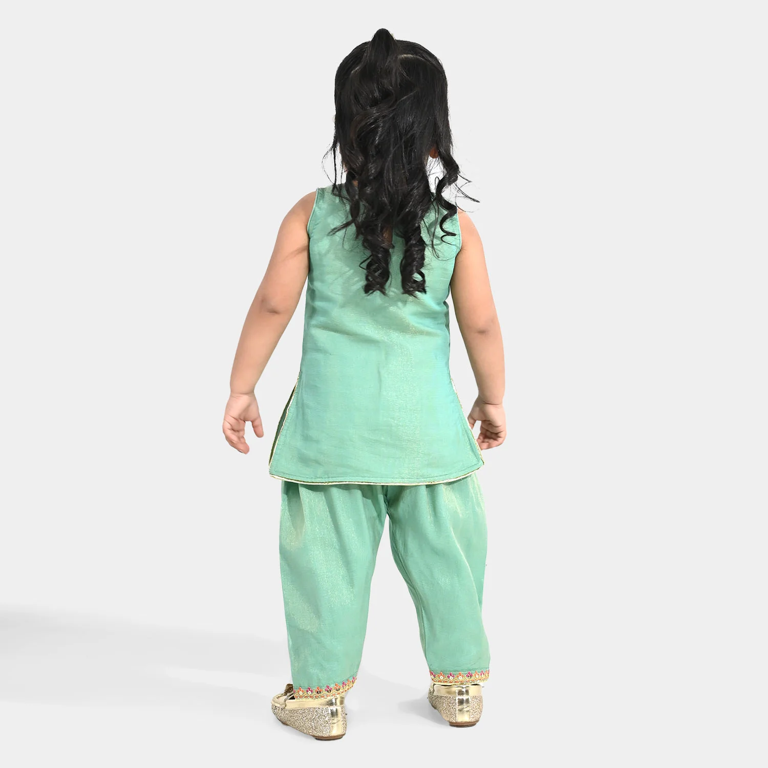 Infant Girls Net 2Pcs Suit (Zara Noor) - Green - Image 4