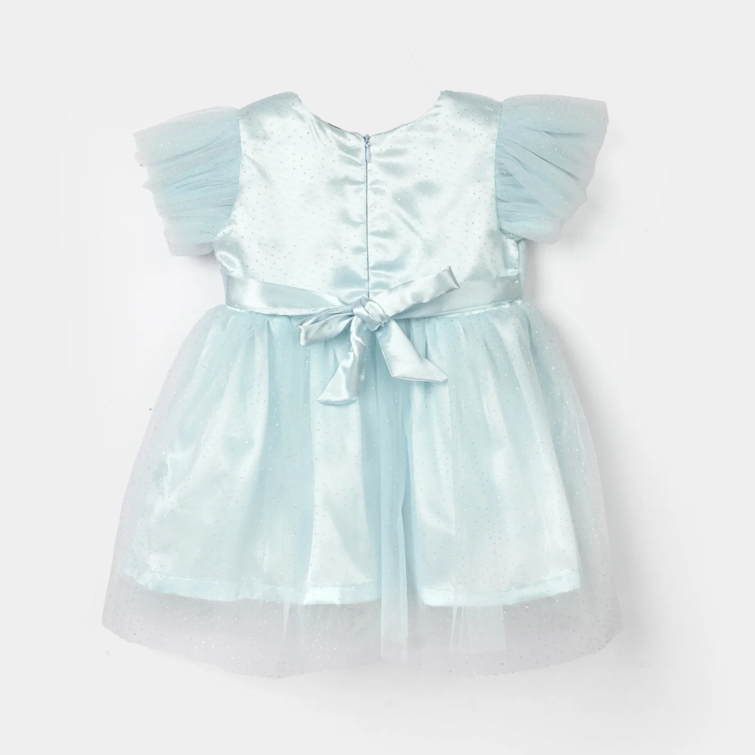 Infant Girls Net Fancy Frock (Glittering) - Light Blue - Image 8