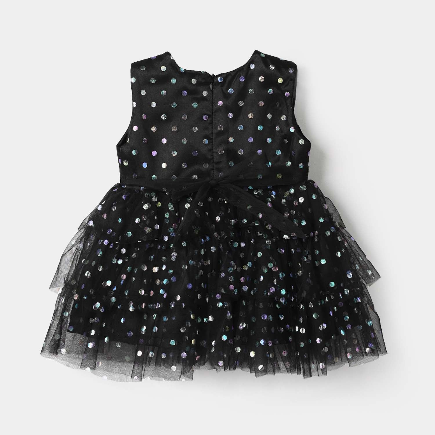 Infant Girls Net Fancy Frock (Glittery Dot) – Black - Image 4