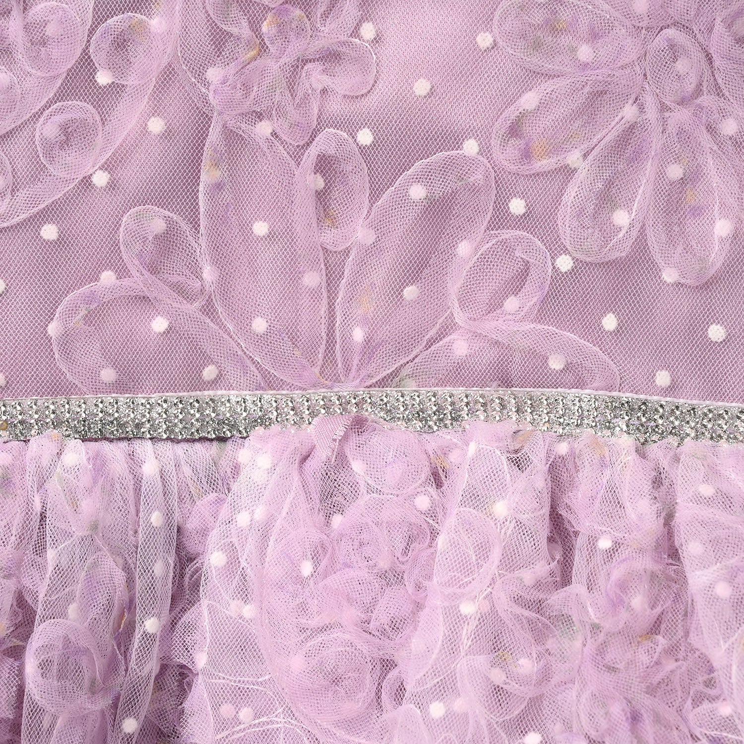 Infant Girls Net Fancy Frock - Purple - Image 3